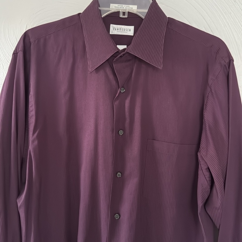 Purple Satin-Striped Van Heusen Shirt